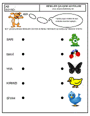 okul öncesi kavram gelişim çalışmaları, renk kavramı, renkleri eşleştir çalışmaları